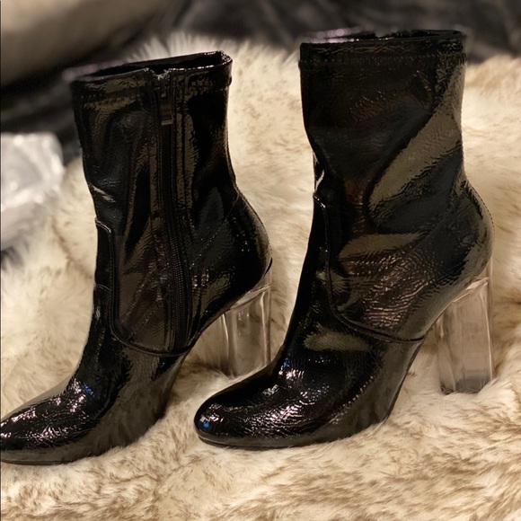 Ankle High Acrylic transparent Heel shine Boots . - Picture 11 of 14